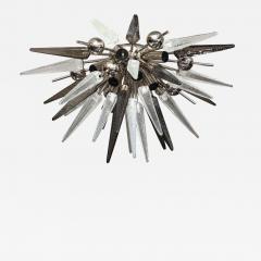  Venfield Custom Clear and Smoke Murano Glass Spike Flush Mount with Metal Spheres - 3143893