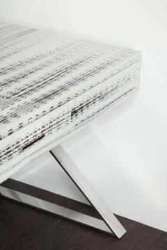  Venfield Custom Genuine Watersnake Python Writing Desk with Stainless Steel X Band Base - 3140033