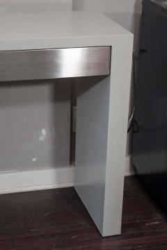  Venfield Custom Gray Stained Console with Brushed Stainless Steel Drawers - 3127662
