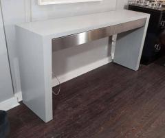  Venfield Custom Gray Stained Console with Brushed Stainless Steel Drawers - 3127663
