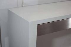  Venfield Custom Gray Stained Console with Brushed Stainless Steel Drawers - 3127664