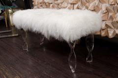  Venfield Custom Mongolian Fur Bench with Twisted Lucite Legs - 3108329