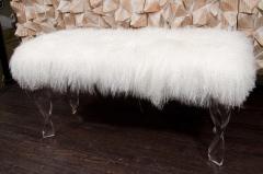  Venfield Custom Mongolian Fur Bench with Twisted Lucite Legs - 3108330