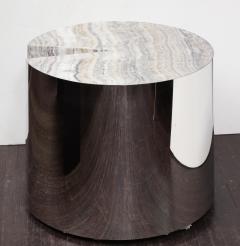  Venfield Custom Onyx and Wrapped Stainless Steel Side Table - 2098973