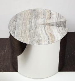  Venfield Custom Onyx and Wrapped Stainless Steel Side Table - 2098979