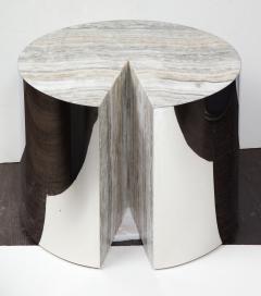  Venfield Custom Onyx and Wrapped Stainless Steel Side Table - 2098982