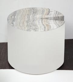  Venfield Custom Onyx and Wrapped Stainless Steel Side Table - 2098983