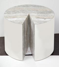  Venfield Custom Onyx and Wrapped Stainless Steel Side Table - 2098984