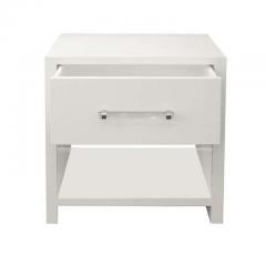  Venfield Custom Pair of Lacquered Nightstands with Chrome Lucite Handles - 3222337