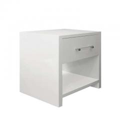  Venfield Custom Pair of Lacquered Nightstands with Chrome Lucite Handles - 3222338