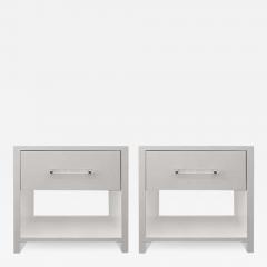  Venfield Custom Pair of Lacquered Nightstands with Chrome Lucite Handles - 3224630