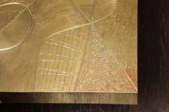  Venfield Custom Spectacular Etched Brass and Double Agate Rectangular Cocktail Table - 3135738