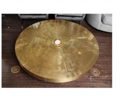  Venfield Custom Spectacular Round Etched Brass Cocktail Table with Agate Stone 30 Dia - 4175242