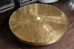  Venfield Custom Spectacular Round Etched Brass Cocktail Table with Agate Stone - 3137596