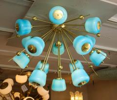  Venfield Custom Turquoise Milk Glass Flush Mount Chandelier in Polished Brass - 1843336