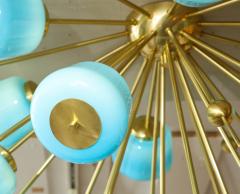  Venfield Custom Turquoise Milk Glass Flush Mount Chandelier in Polished Brass - 1843351