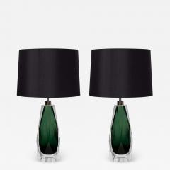  Venfield Elegant Pair of Faceted Jewel Green Murano Glass Table Lamps 2024 - 3846022