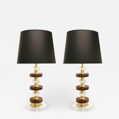  Venfield Elegant Pair of Murano Glass Disc Table Lamps - 2759830