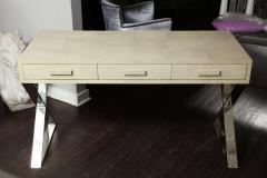  Venfield Genuine Shagreen Desk with Polished Chrome X Band Base - 3129987