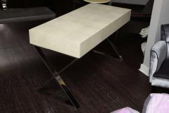  Venfield Genuine Shagreen Desk with Polished Chrome X Band Base - 3129995