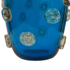  Venfield Hand Blown Deep Blue Murano Glass Vase with Gold Leaf Infused Raised Dot Design - 3549013