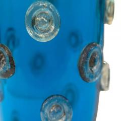  Venfield Hand Blown Deep Blue Murano Glass Vase with Gold Leaf Infused Raised Dot Design - 3549014
