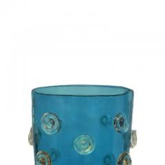  Venfield Hand Blown Deep Blue Murano Glass Vase with Gold Leaf Infused Raised Dot Design - 3549022