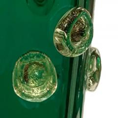  Venfield Hand Blown Emerald Green Murano Glass Vase with Gold Leaf Infused Dot Design - 3549028