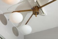  Venfield Italian Three Globe Opaline Glass Elongated Chandelier with Brass Frame - 4530995