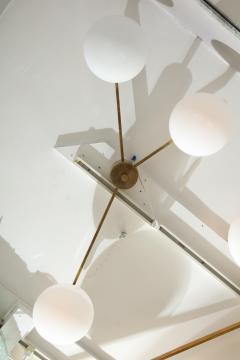  Venfield Italian Three Globe Opaline Glass Elongated Chandelier with Brass Frame - 4530998