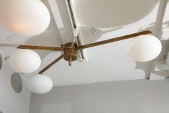  Venfield Italian Three Globe Opaline Glass Elongated Chandelier with Brass Frame - 4531005