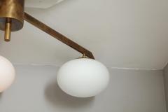  Venfield Italian Three Globe Opaline Glass Elongated Chandelier with Brass Frame - 4531006