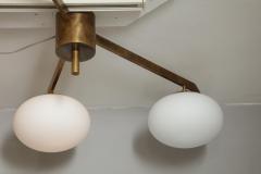  Venfield Italian Three Globe Opaline Glass Elongated Chandelier with Brass Frame - 4531007