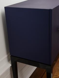  Venfield Klein Blue Leather Bar Cabinet with Brass Handles - 2038785