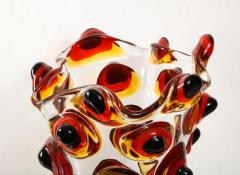  Venfield Large Italian Red and Black Spike Murano Vase - 2420645