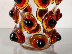  Venfield Large Italian Red and Black Spike Murano Vase - 2420653