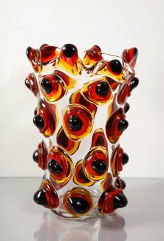  Venfield Large Italian Red and Black Spike Murano Vase - 2420662