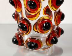  Venfield Large Italian Red and Black Spike Murano Vase - 2420665