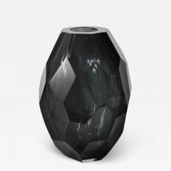  Venfield Large Murano Dark Gray Glass Gem Cut Vase - 3177890