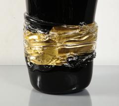  Venfield Large Venini Black and Gold Murano Glass Fazzoletto Vase - 4451288