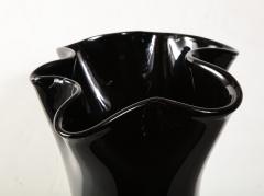  Venfield Large Venini Black and Gold Murano Glass Fazzoletto Vase - 4451291