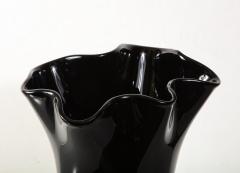  Venfield Large Venini Black and Gold Murano Glass Fazzoletto Vase - 4451295