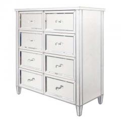  Venfield Mirrored Neoclassical Style Highboy Dresser with Silver Trim - 3234039