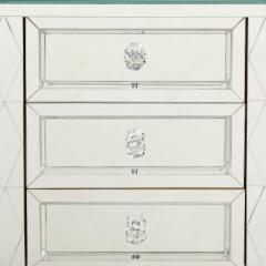  Venfield Mirrored Pair of Neoclassical Style Diamond Cut Front Nightstands - 3106370