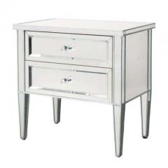 Venfield Mirrored Pair of Neoclassical Style Nightstands with Silver Trim - 3234012