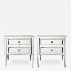  Venfield Mirrored Pair of Neoclassical Style Nightstands with Silver Trim - 3241566