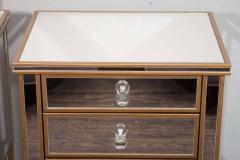  Venfield Pair of 3 Drawer Gold Trim Mirrored Nightstands - 3127672