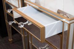  Venfield Pair of 3 Drawer Gold Trim Mirrored Nightstands - 3127675