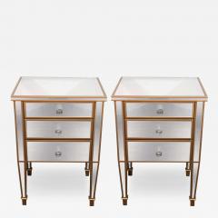  Venfield Pair of 3 Drawer Gold Trim Mirrored Nightstands - 3132655