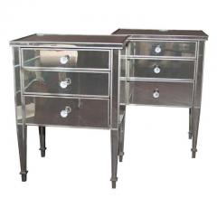  Venfield Pair of 3 Drawer Silver Trim Mirrored Nightstands - 3108263